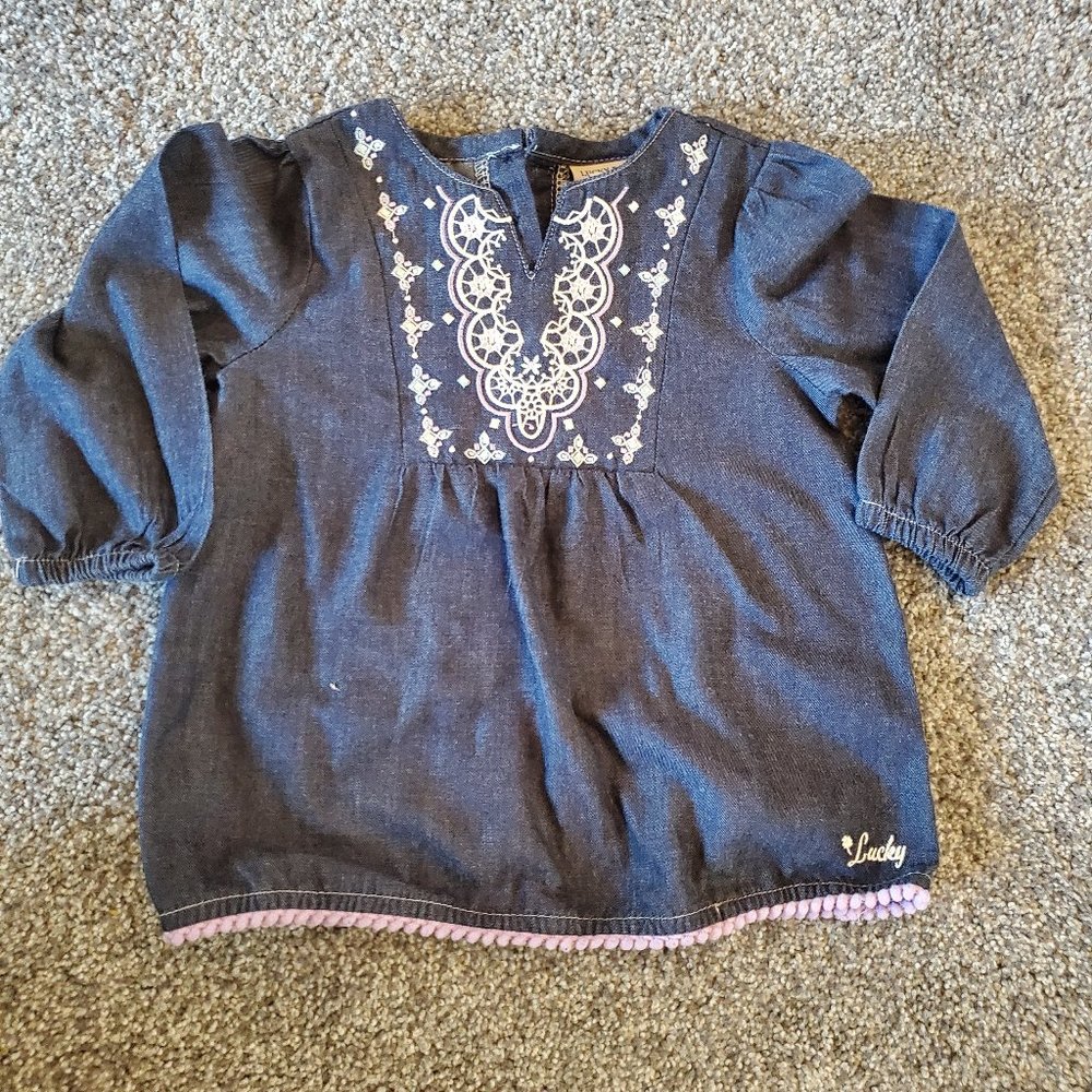 Lucky Brand 12 month embroidered jean shirt